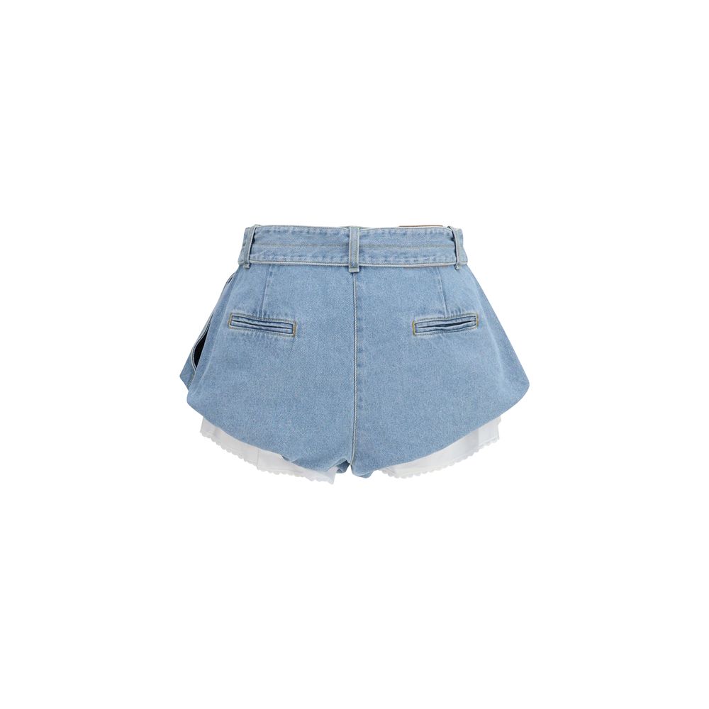 Elevate your wardrobe with Magda Butrym Blue Cotton Bermuda Shorts, a luxurious blend of sophisticated design and high-rise denim, perfect for the modern connoisseur.