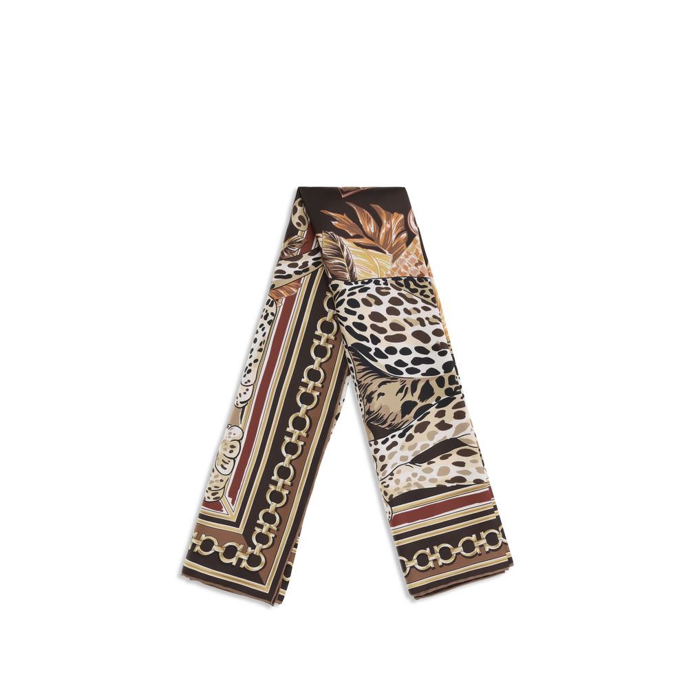 Ferragamo Multicolor Silk Foulard - Opulent Leopard-Print Elegance