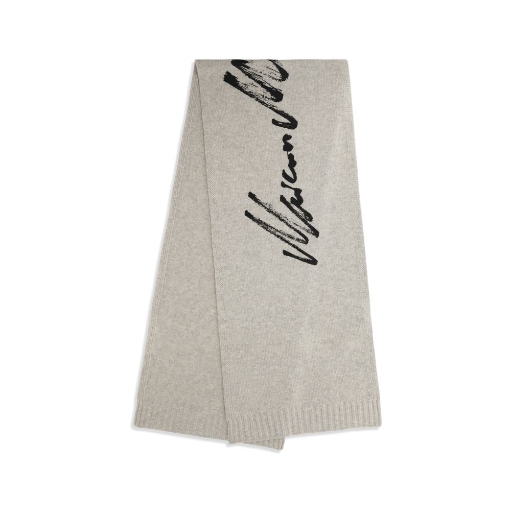 MM6 Gray Wool Oves Aries Scarf - Luxury Knitted Accessory