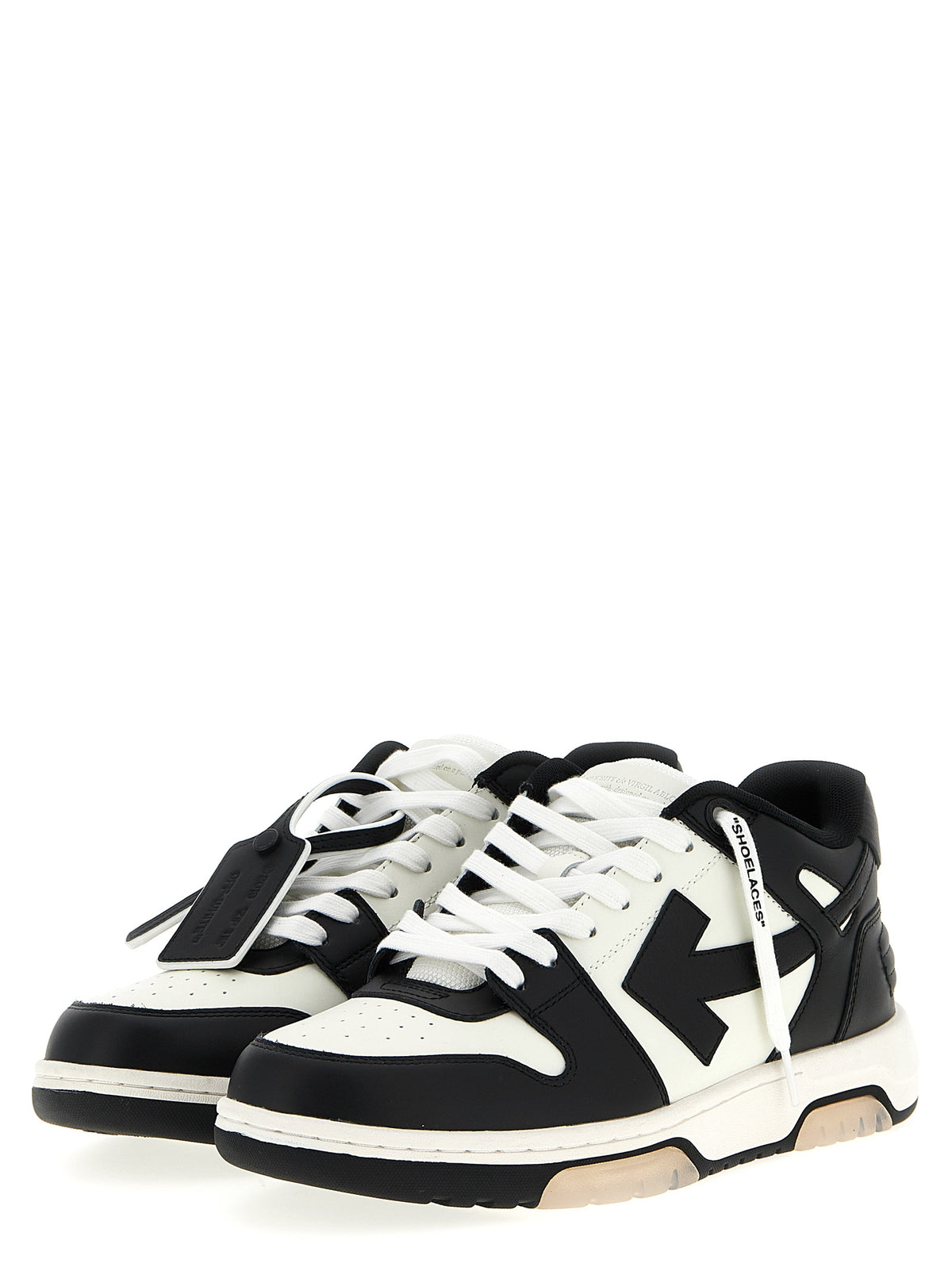 Elevate your style with Off-White Bicolor Calfskin Low Top Sneakers, where premium calf leather meets urban sophistication for the discerning individual.