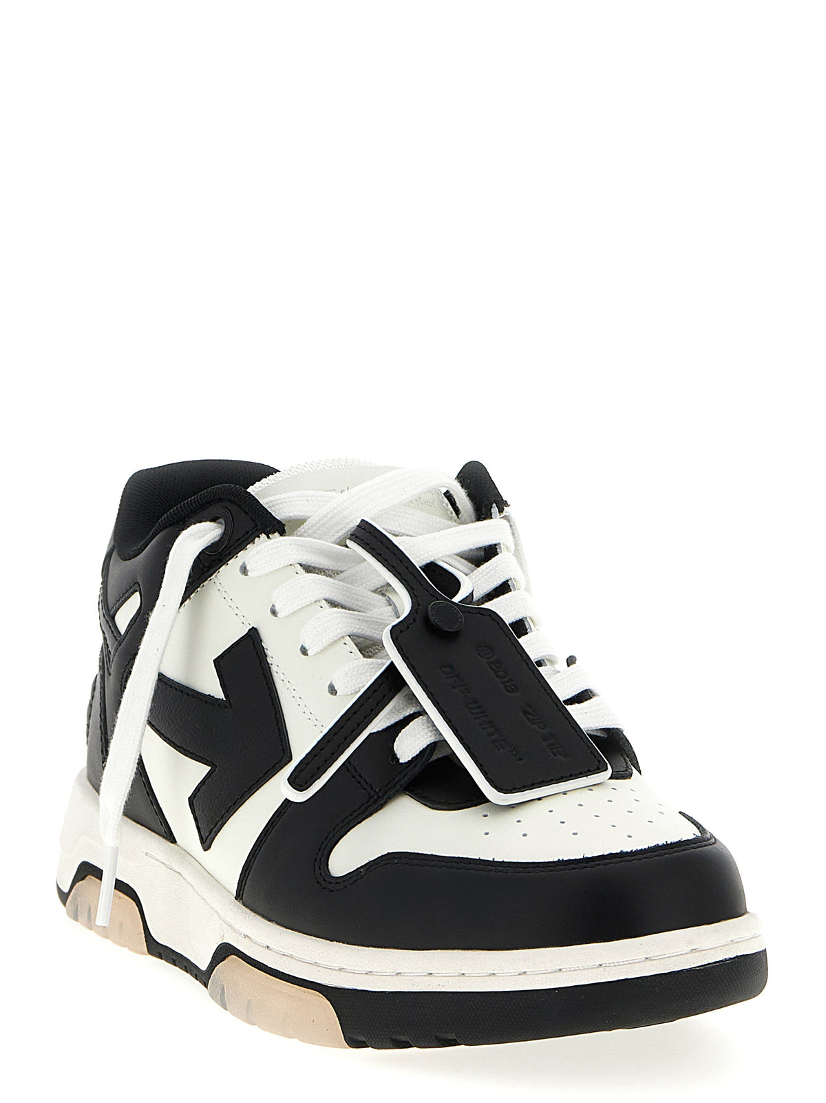 Elevate your style with Off-White Bicolor Calfskin Low Top Sneakers, where premium craftsmanship meets urban elegance, perfect for the discerning individual.