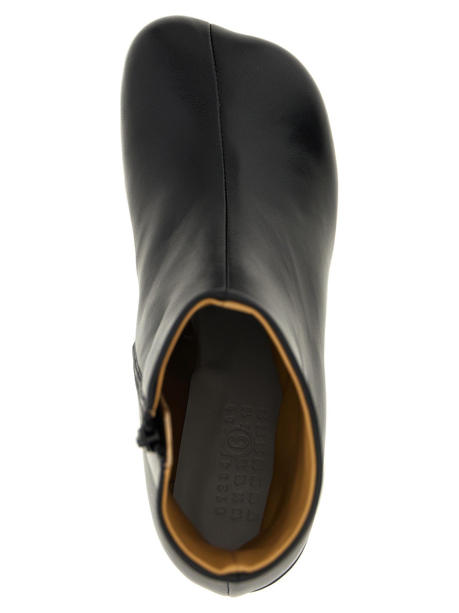 Experience the allure of MM6 Maison Margiela's Black Polyester Ankle Boots, where avant-garde design meets luxurious comfort, elevating your style to new heights.