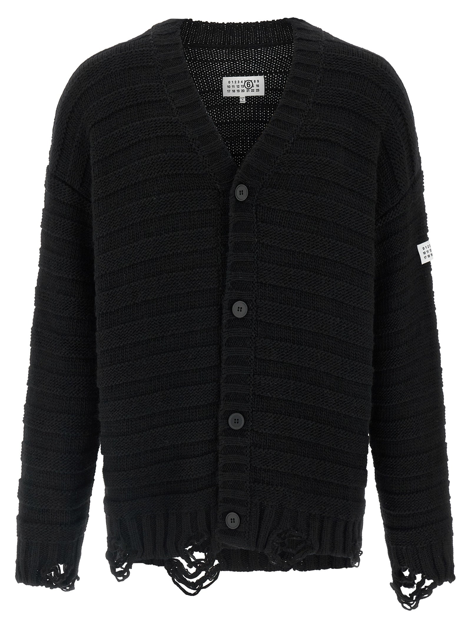 MM6 Maison Margiela Black Virgin Wool Cardigan - Modern Luxury