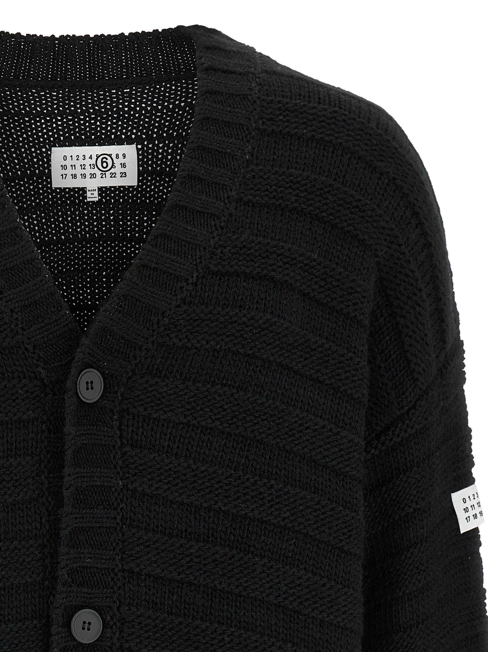 MM6 Maison Margiela Black Virgin Wool Cardigan - Modern Luxury