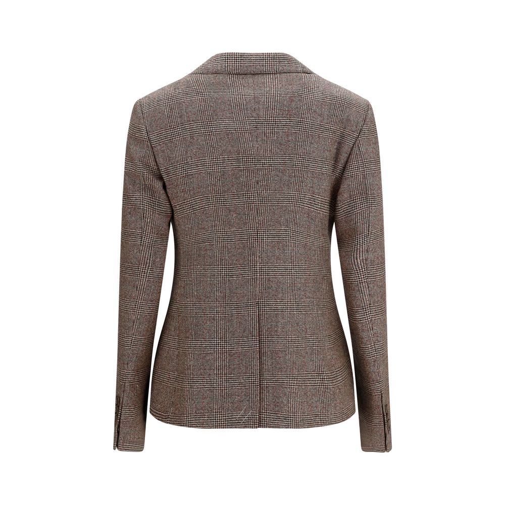 Discover the Burberry Brown Wool Oves Aries Blazer, a masterpiece of refined craftsmanship in luxurious Merino wool and linen, perfect for the discerning individual.
