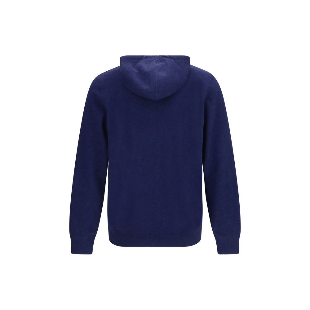 Indulge in the Brunello Cucinelli Blue Cashmere Sweatshirt, a masterpiece of 100% cashmere that redefines luxury and comfort for the discerning individual.