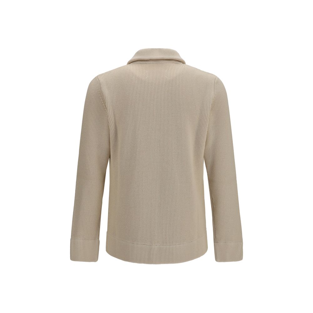 Elevate your style with the Maison Margiela Beige Wool Oves Aries Sweatshirt, a luxurious blend of Wool Ovis Aries and cotton, embodying contemporary elegance and exquisite craftsmanship.