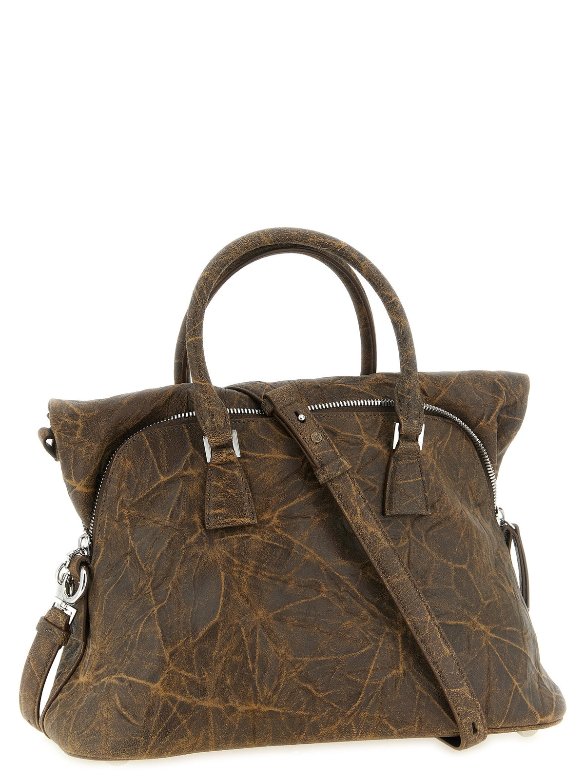 Elevate your style with the Maison Margiela Brown Goatskin Shoulder Bag, a luxurious embodiment of artistry and sophistication crafted from exquisite goat leather.