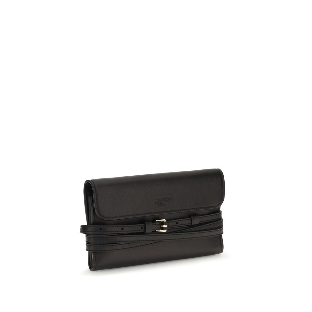 Indulge in the Moschino Black Goatskin Shoulder Bag, a timeless accessory crafted from luxurious goatskin, embodying elegance and sophistication for every occasion.
