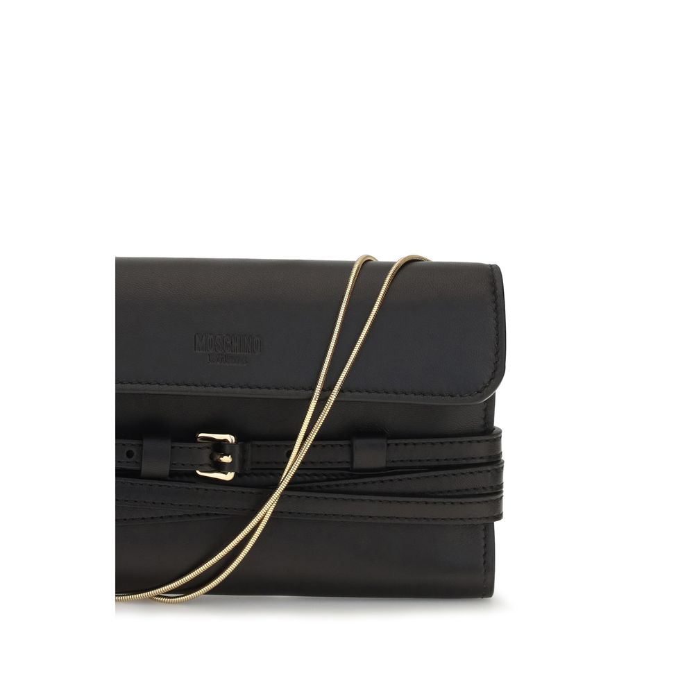 Indulge in the Moschino Black Goatskin Shoulder Bag, a masterpiece of refined craftsmanship and luxurious design, perfect for elevating any sophisticated ensemble.