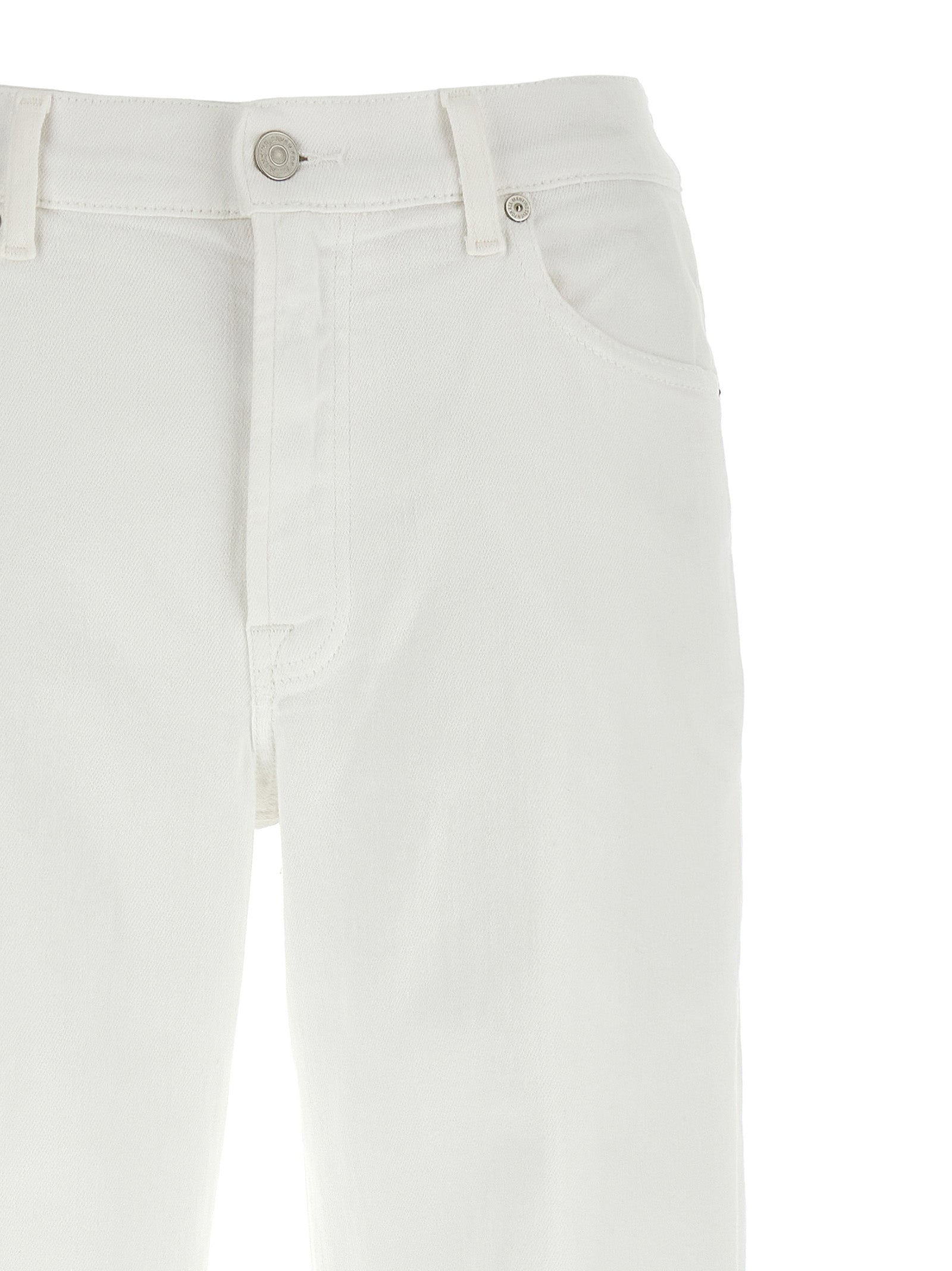 Elevate your wardrobe with the 7 For All Mankind White Cotton Straight-Leg Jeans, a timeless blend of luxury and comfort crafted from premium stretch cotton for effortless elegance.