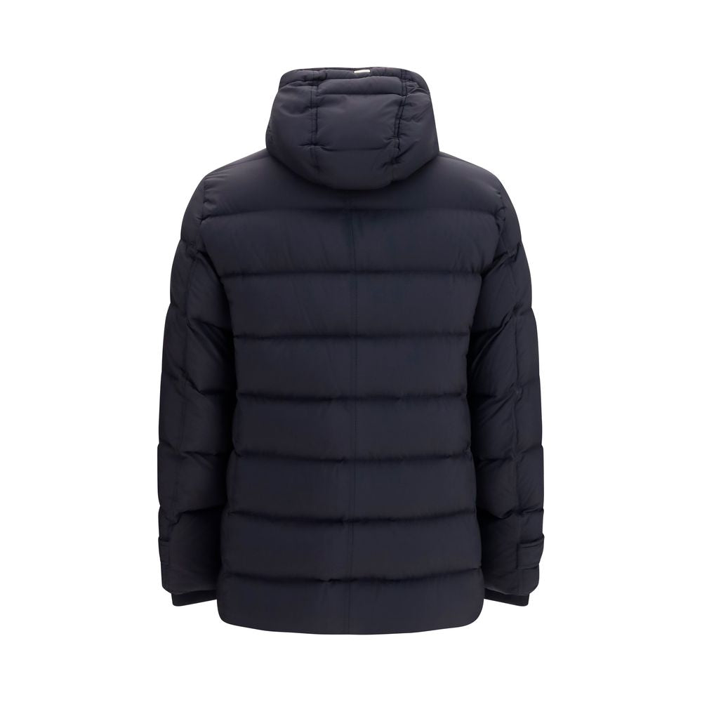 Experience the exquisite allure of the Herno Black Polyester Full-Length Jacket, where luxurious goose down meets sophisticated design for unparalleled elegance and warmth.