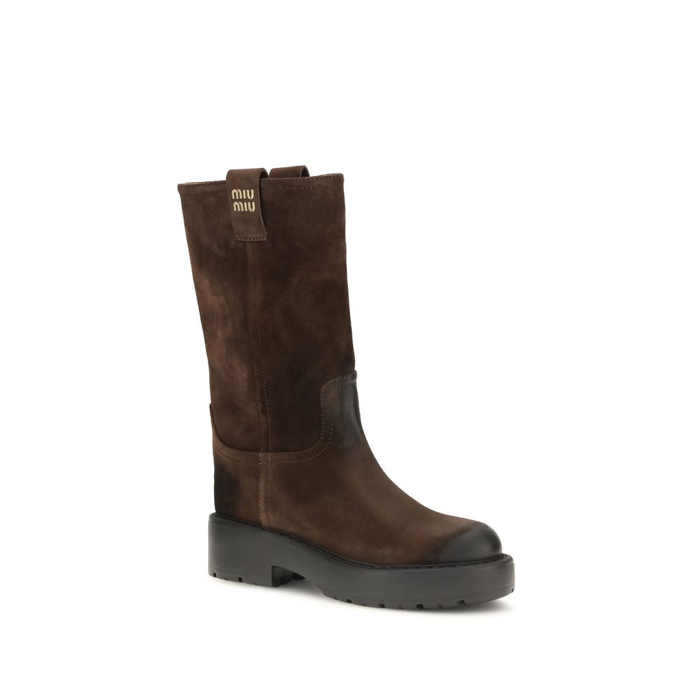 Miu Miu Brown Calf Leather Ankle Boots - Timeless Luxury Statement