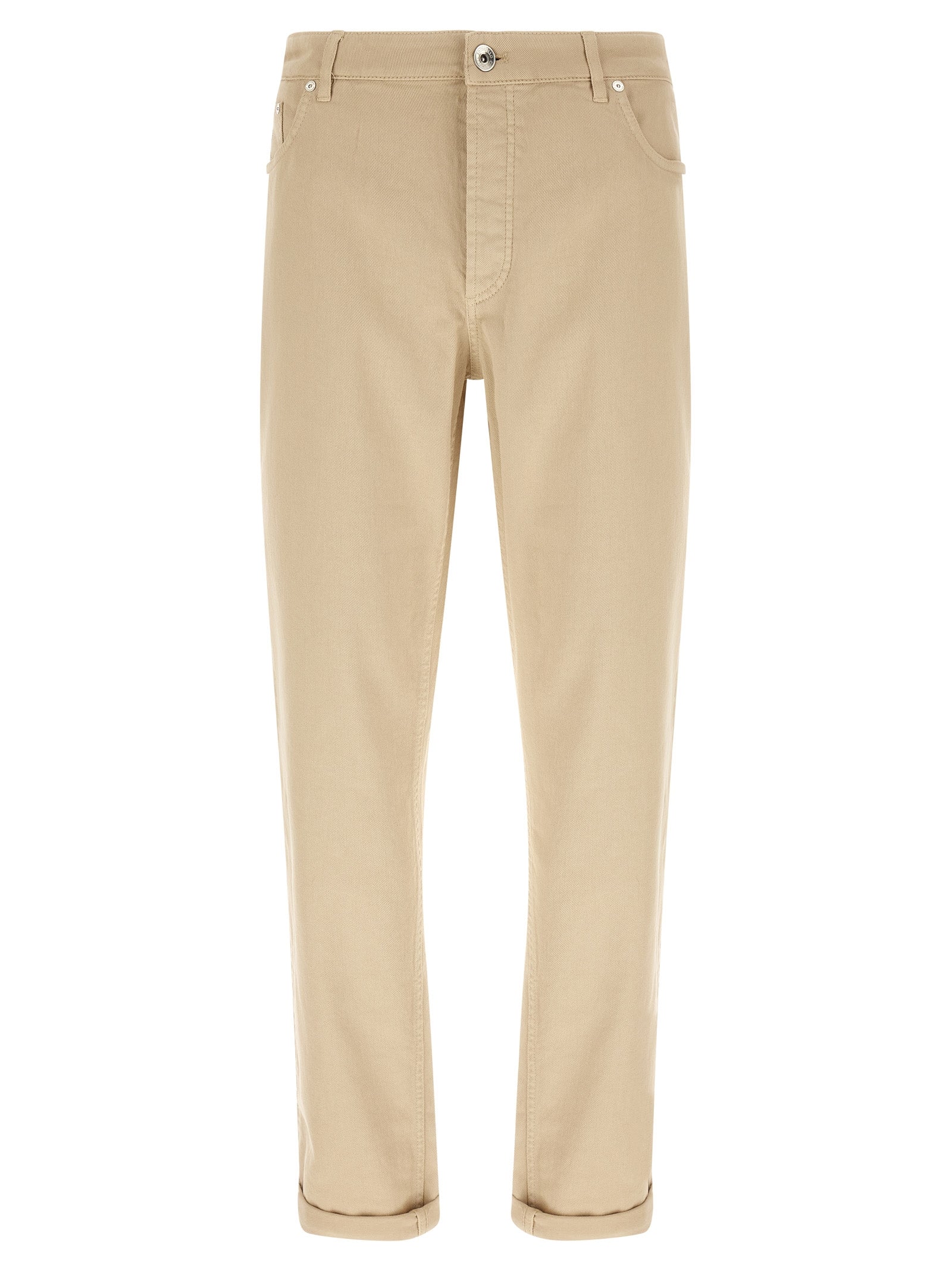 Brunello Cucinelli Beige Cotton Tapered Jeans - Luxury Redefined