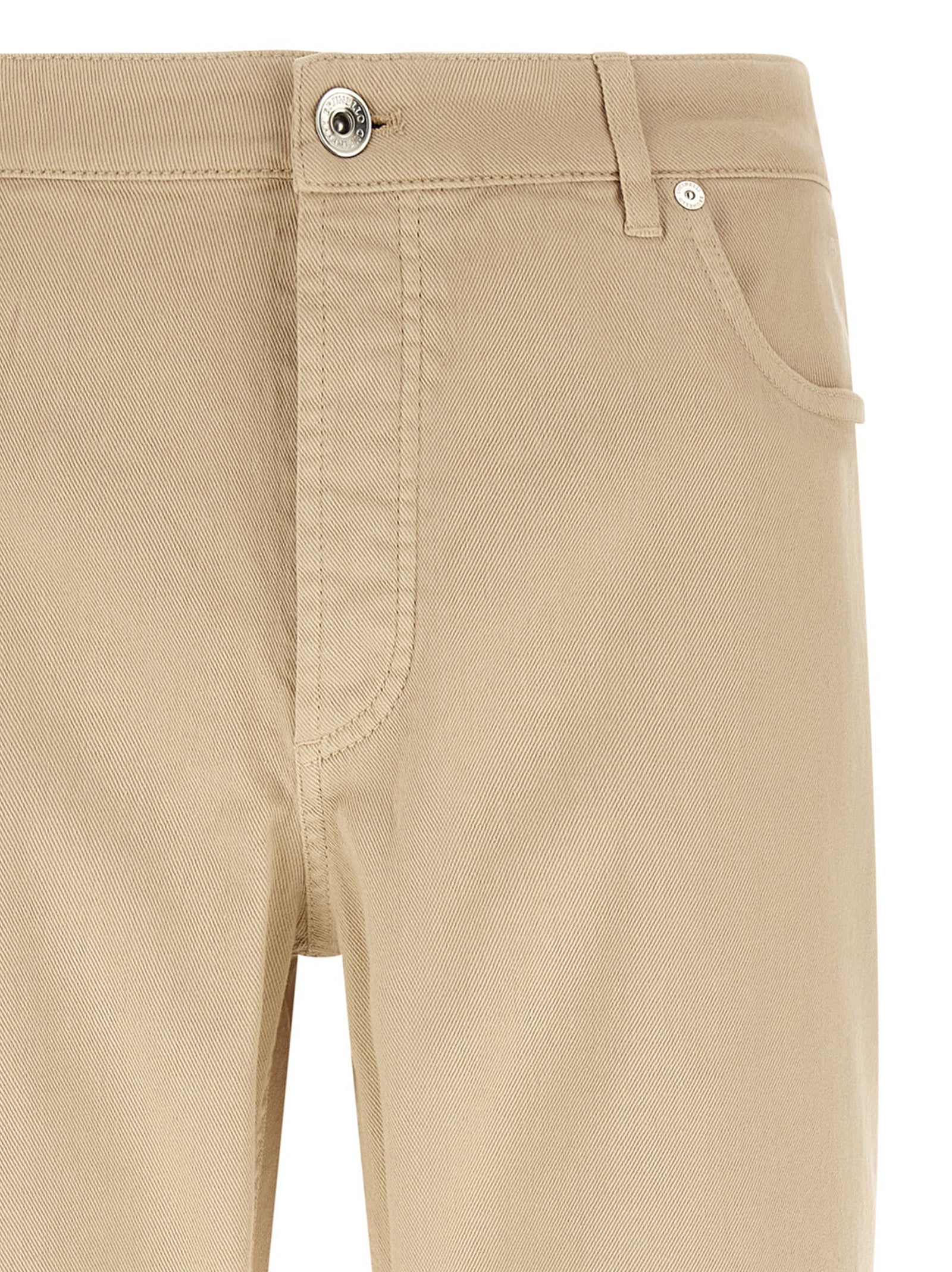 Brunello Cucinelli Beige Cotton Tapered Jeans - Timeless Luxury