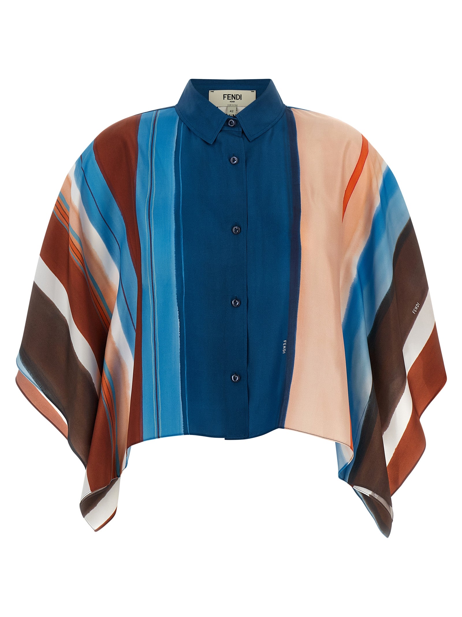 Elevate your wardrobe with the Fendi Multicolor Silk Blouse, a masterpiece of Italian craftsmanship in pure silk, embodying modern sophistication and timeless elegance.