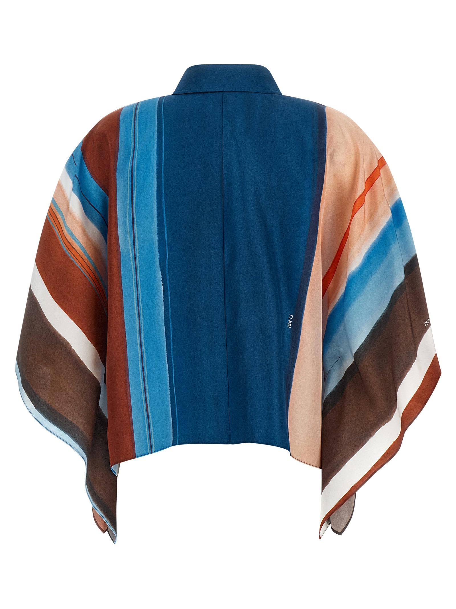 Indulge in the Fendi Multicolor Silk Blouse, a masterpiece of Italian craftsmanship, where luxurious silk meets whimsical Venetian Stripes for timeless elegance.