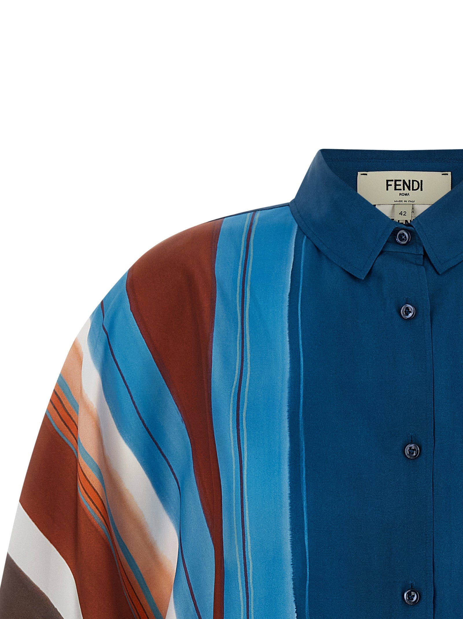 Elevate your wardrobe with the Fendi Multicolor Silk Blouse, a masterpiece of Italian craftsmanship in pure silk, embodying modern elegance and timeless sophistication.