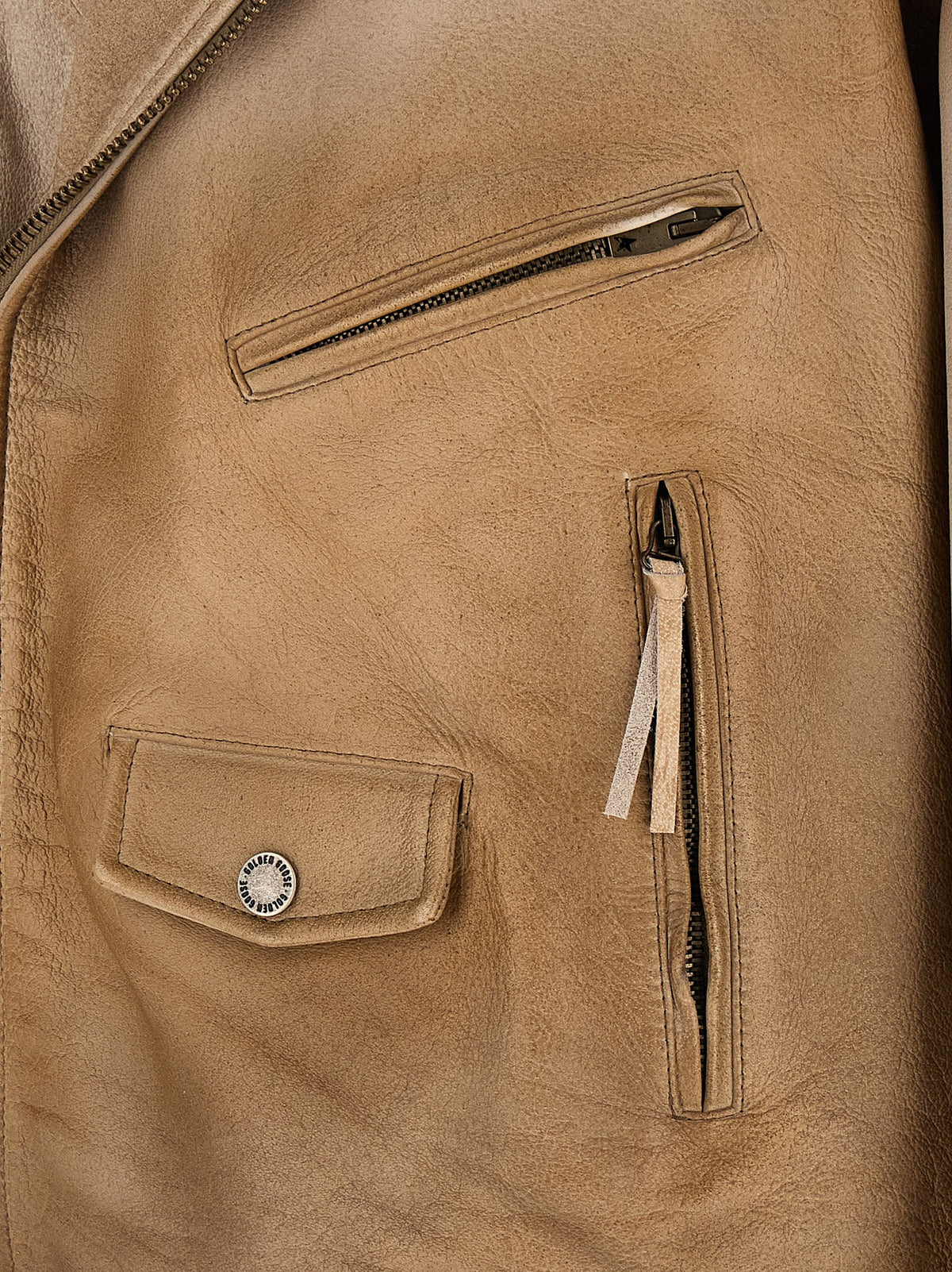 Golden Goose Beige Buffalo Leather Jacket - Edgy Luxury Statement