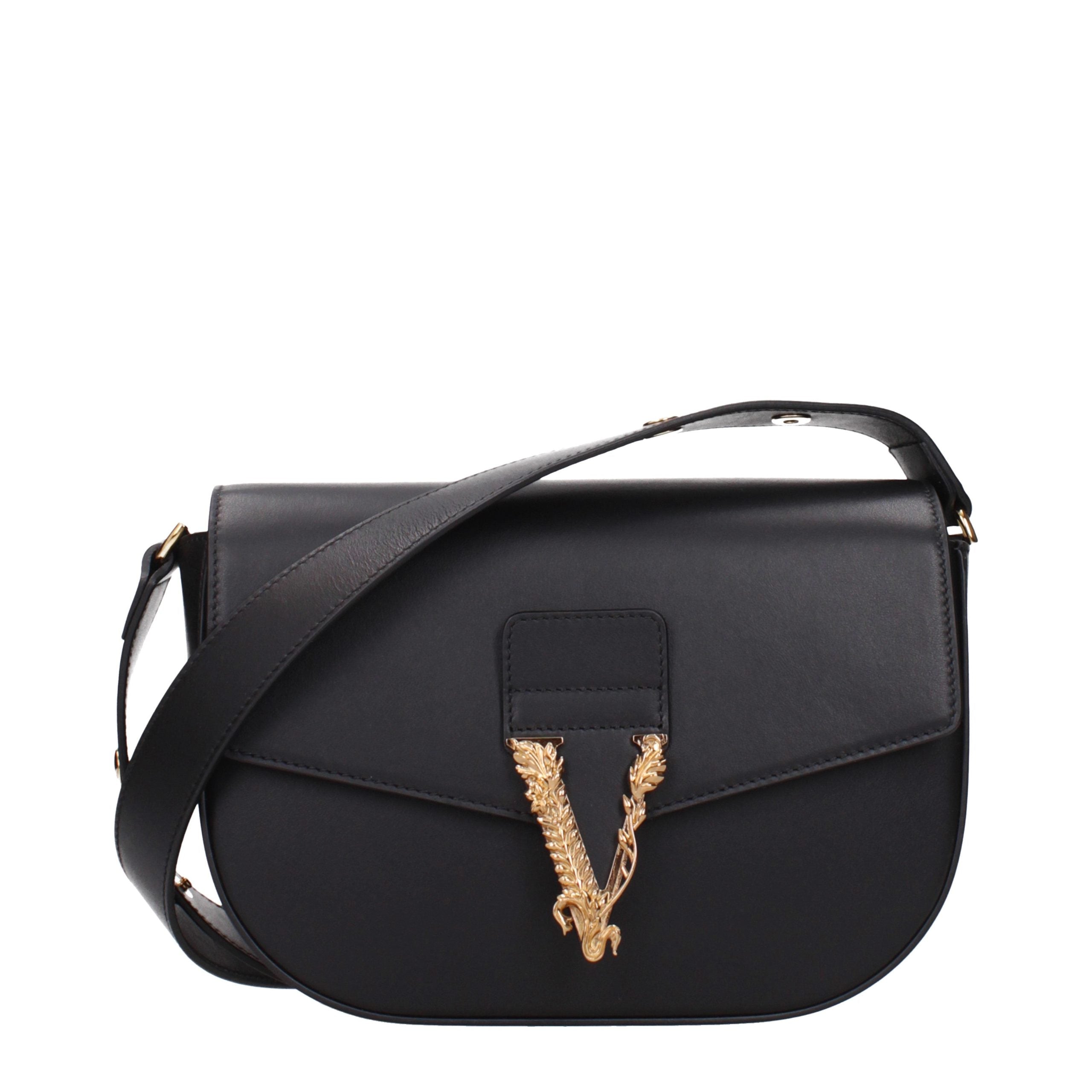 Versace Black Leather Crossbody Bag - Timeless Luxury Accessory