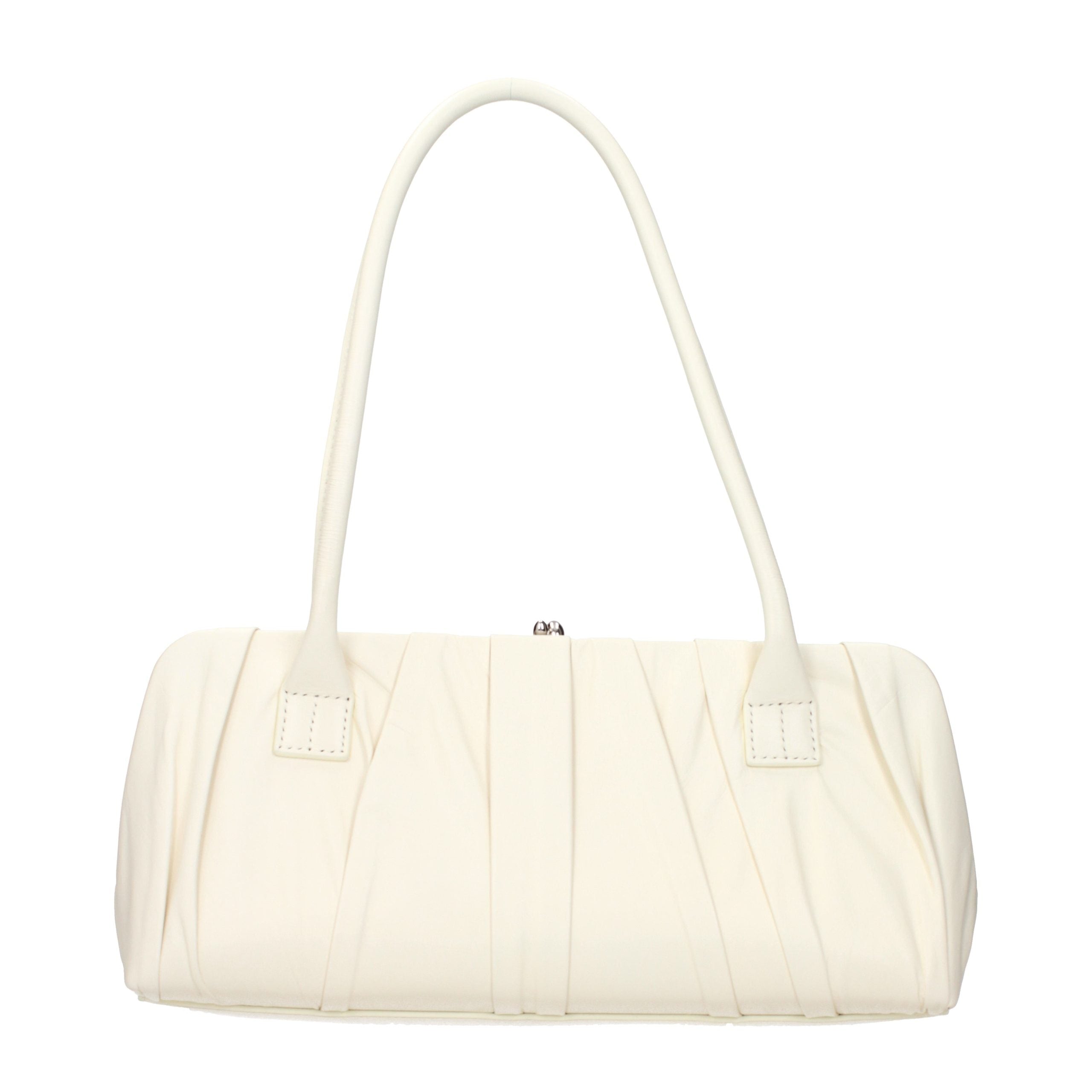 Indulge in the Jil Sander White Leather Shoulder Bag, a masterpiece of pleated elegance, embodying timeless sophistication for the discerning connoisseur.