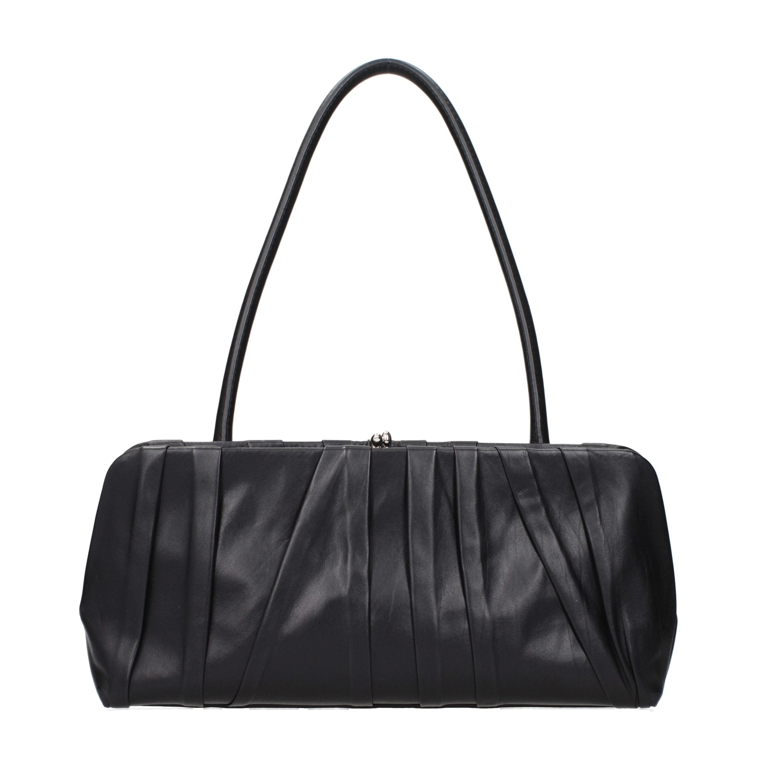 Elevate your style with the Jil Sander Black Leather Shoulder Bag, a masterpiece of exquisite craftsmanship and modern elegance, perfect for the discerning individual.