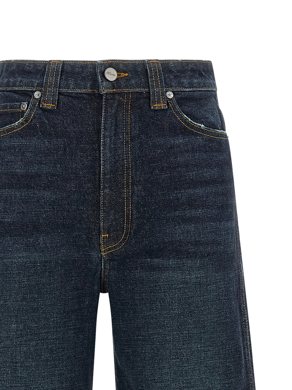 Indulge in the Khaite Blue Cotton Flared Jeans, where structured denim meets exquisite craftsmanship, embodying effortless sophistication for the discerning fashion connoisseur.