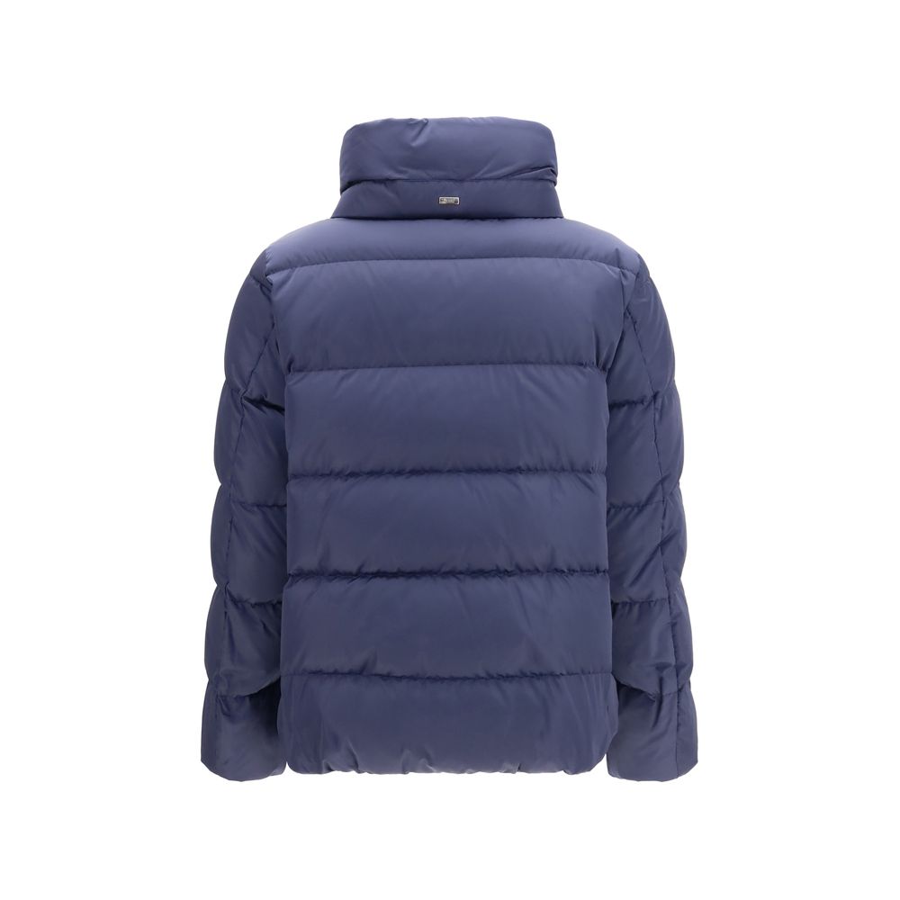 Herno Blue Polyester Full-Length Jacket - Luxury Elegance Redefined
