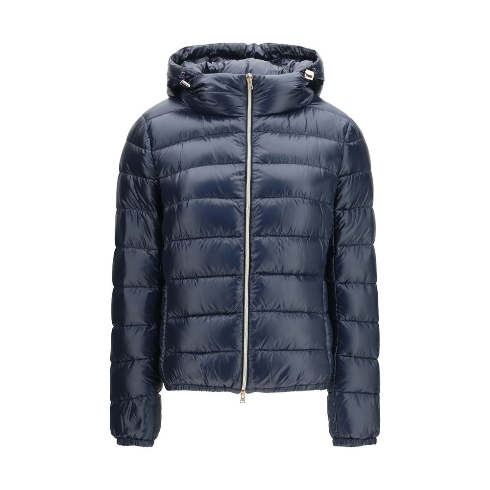 Elevate your style with the Herno Blue Polyamide Full-Length Jacket, a masterpiece of luxurious down and exquisite craftsmanship, perfect for discerning individuals.