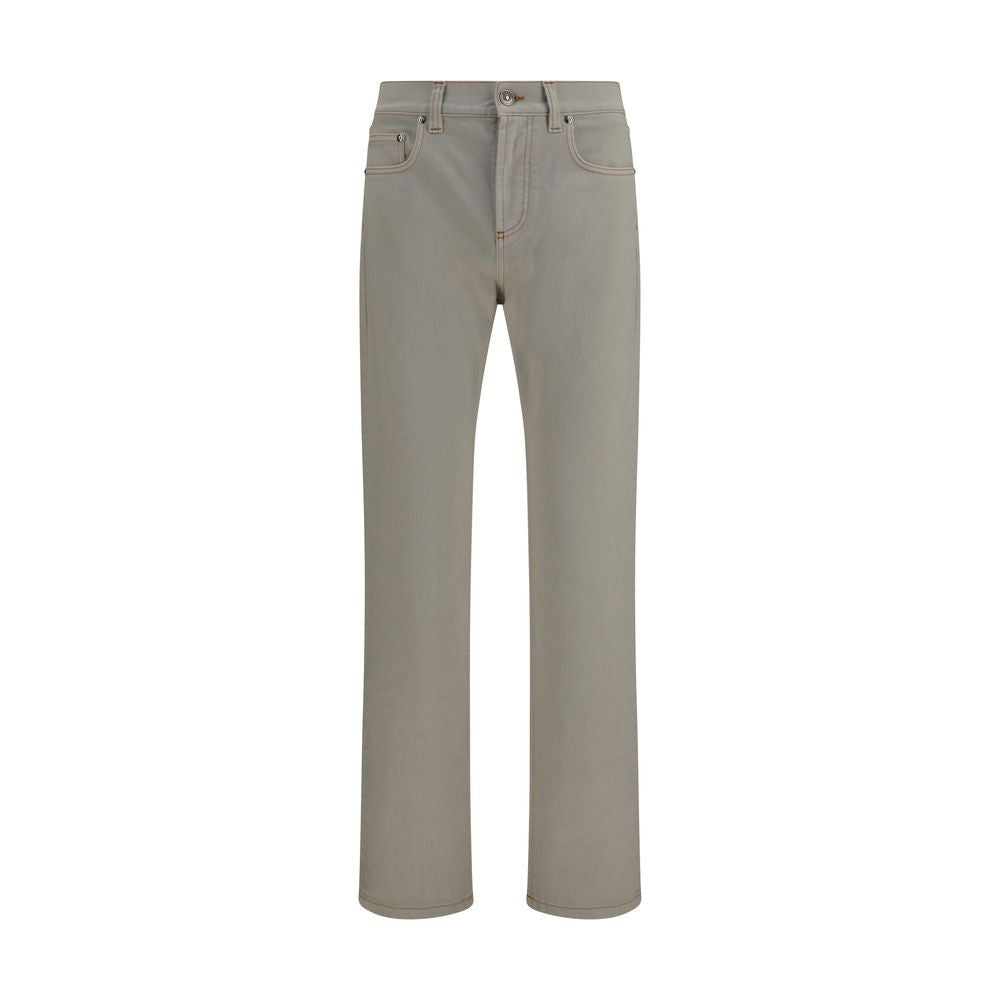 Elevate your wardrobe with Versace's Beige Cotton Tapered Jeans from the AW26 collection, a luxurious blend of comfort and sophistication crafted for the discerning individual.
