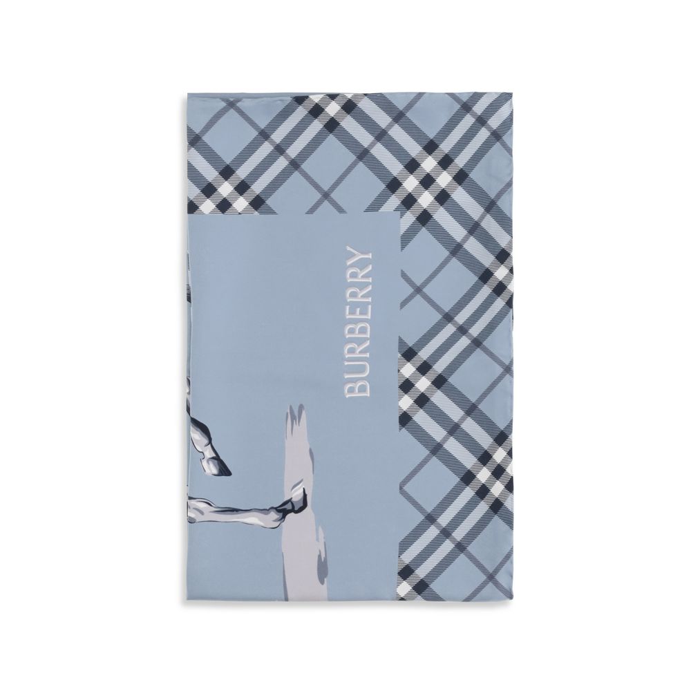 Burberry Blue Silk Scarf - Timeless Elegance for the Discerning