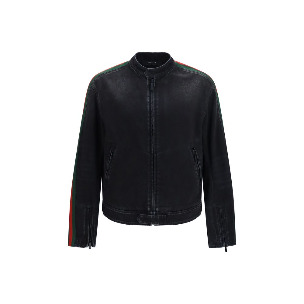 Gucci Black Cotton Biker Jacket - Elevate Your Luxe Wardrobe