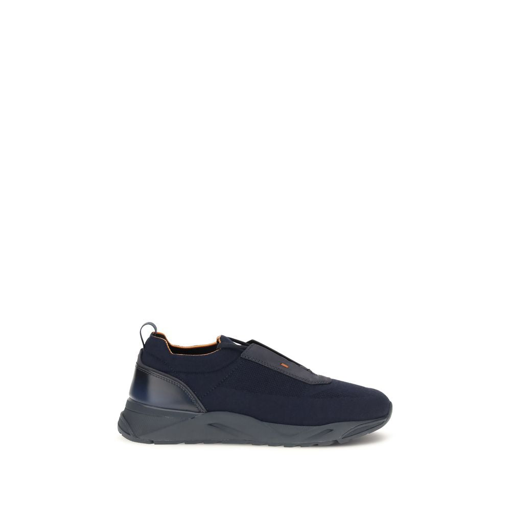 Santoni Blue Fabric Athletic Sneakers - Luxury Athletic Elegance