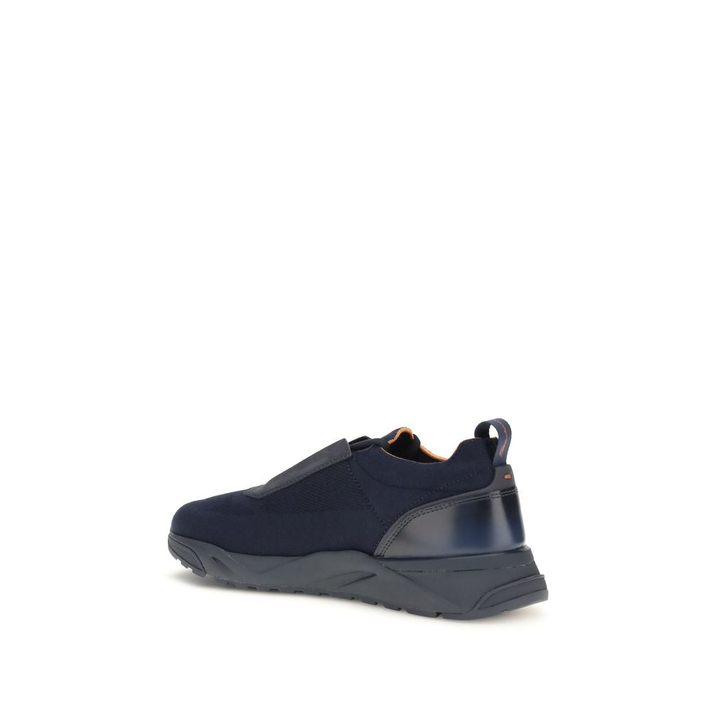 Santoni Blue Fabric Athletic Sneakers - Luxury Athletic Elegance