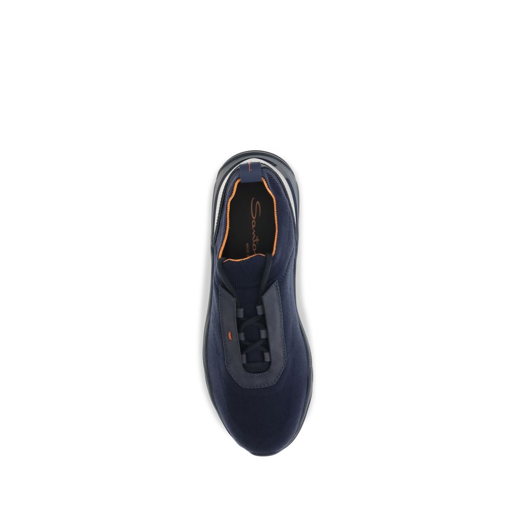 Santoni Blue Fabric Athletic Sneakers - Luxury Athletic Elegance