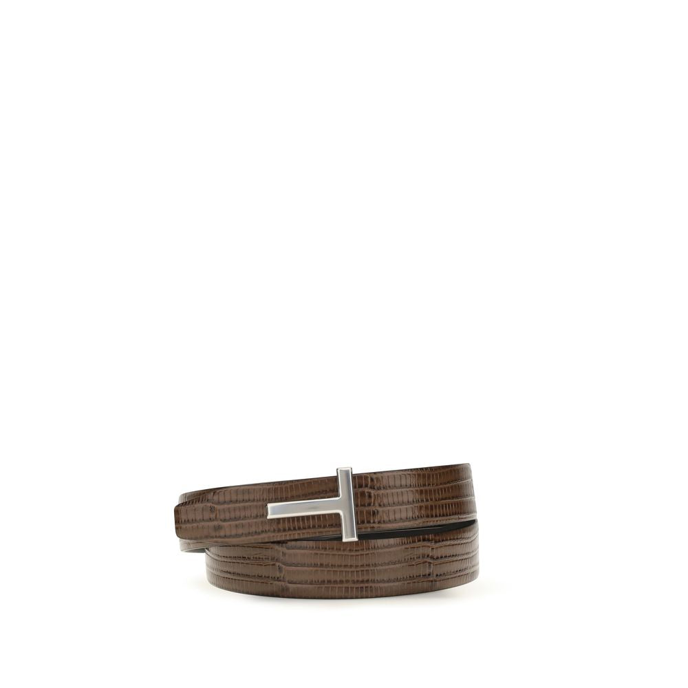 Tom Ford Brown Calf Leather Bos Taurus Belt - Luxury Accessory