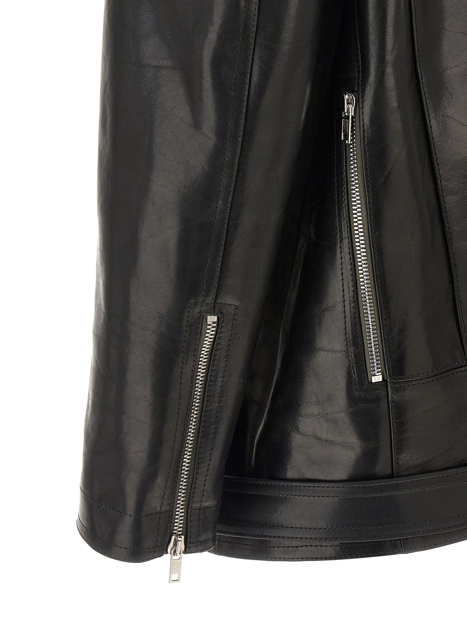 Rick Owens Black Bull Skin Leather Jacket