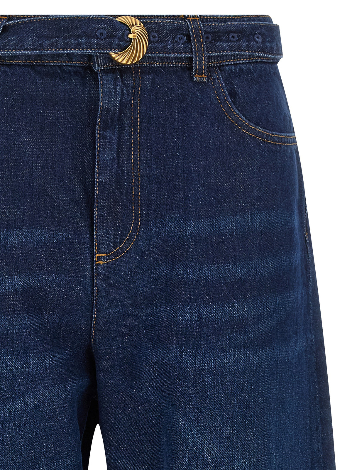 Twinset Blue Cotton High-Waisted Jean - Luxury Fashion Statement