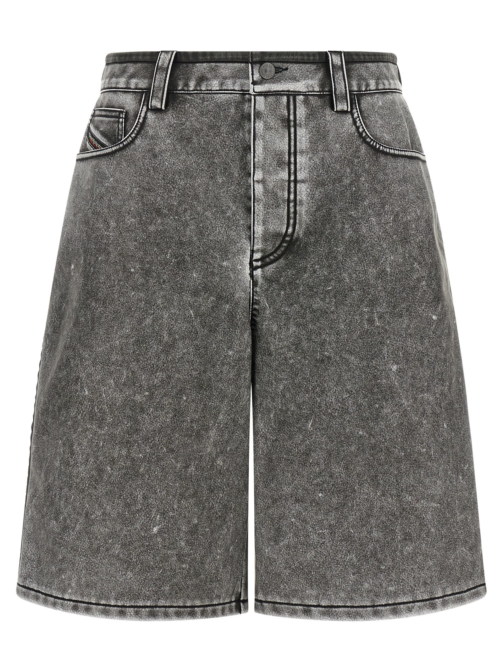 Elevate your wardrobe with the Diesel Gray Polyethylene Bermuda Shorts, crafted from luxurious polyurethane, embodying sophistication and urban elegance for the discerning individual.