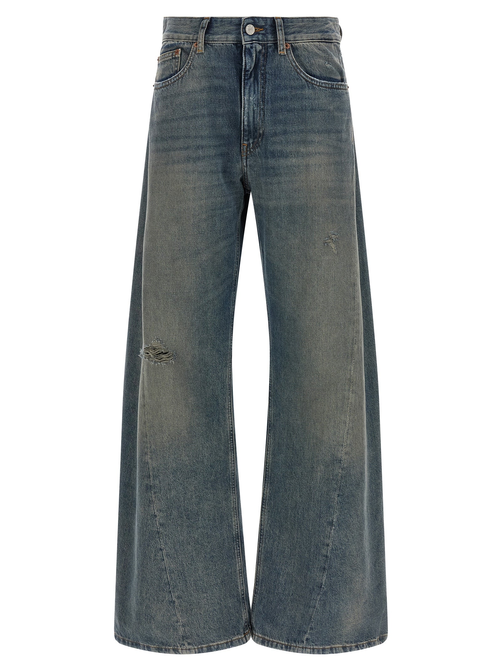 MM6 Maison Margiela Blue Cotton Wide-Leg Jeans - Timeless Elegance