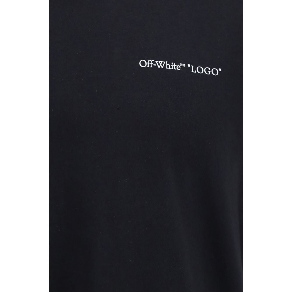 Discover the Off-White Black Cotton T-Shirt, a luxurious staple crafted from 100% cotton, embodying timeless elegance and versatility for the discerning individual.