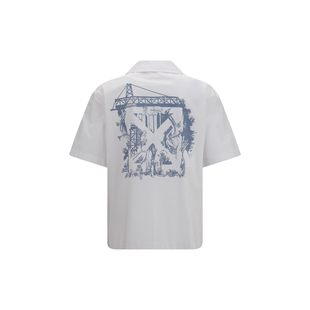 Elevate your wardrobe with the Off-White White Cotton Pattern Shirt, a luxurious embodiment of modern streetwear crafted from premium poplin, perfect for discerning tastes.