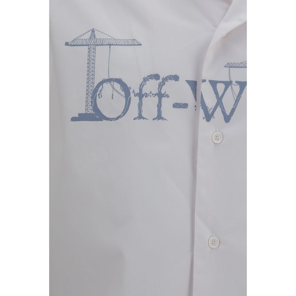 Discover the Off-White White Cotton Pattern Shirt, a luxurious blend of sophistication and urban elegance, crafted from premium poplin for the discerning individual.