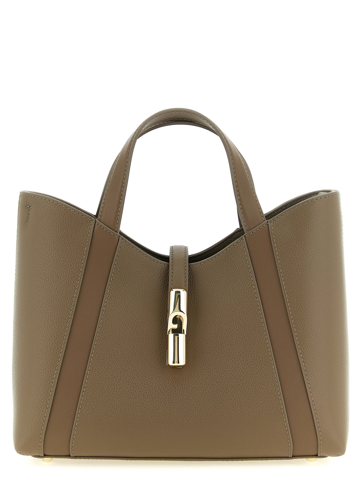 Discover the Furla Gray Calfskin Tote Bag, a masterpiece of luxurious craftsmanship in premium calfskin leather, perfect for the discerning individual seeking elegance and versatility.