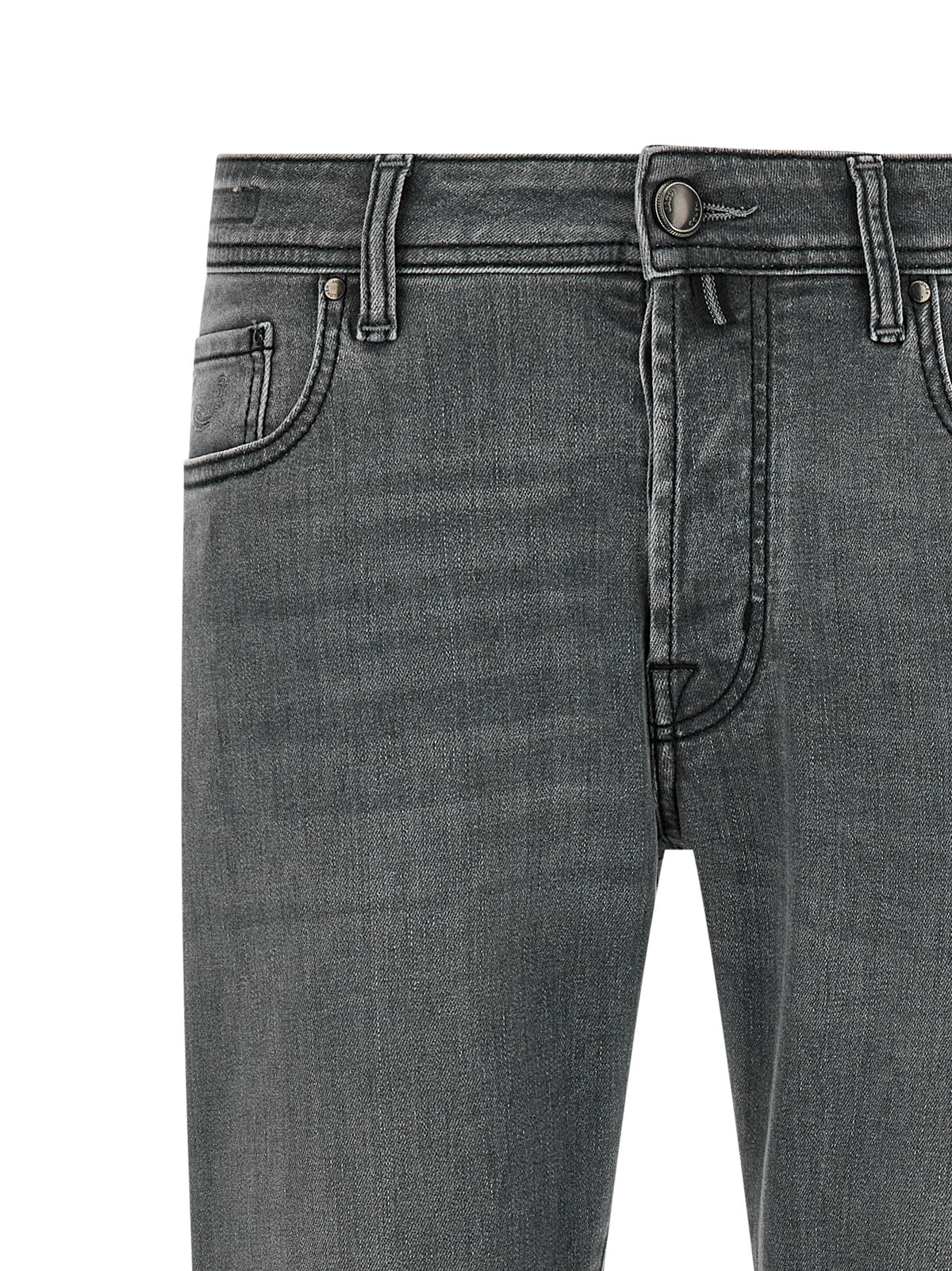 Elevate your style with Jacob Cohen Gray Cotton Slim Fit Jeans, a masterpiece of Italian craftsmanship, blending luxury and comfort for the discerning individual.