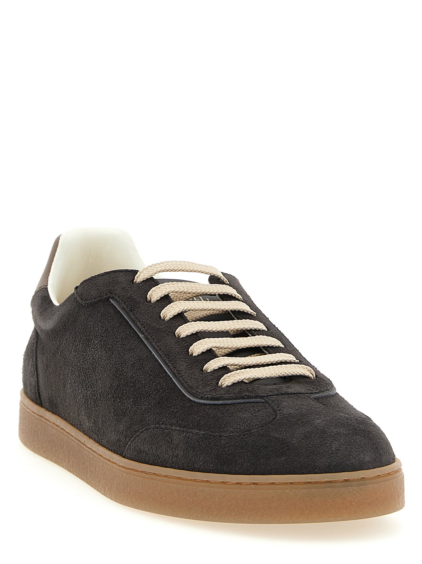 Discover the Brunello Cucinelli Gray Calfskin Low Top Sneakers, where exquisite Italian craftsmanship meets timeless elegance, perfect for the discerning connoisseur.