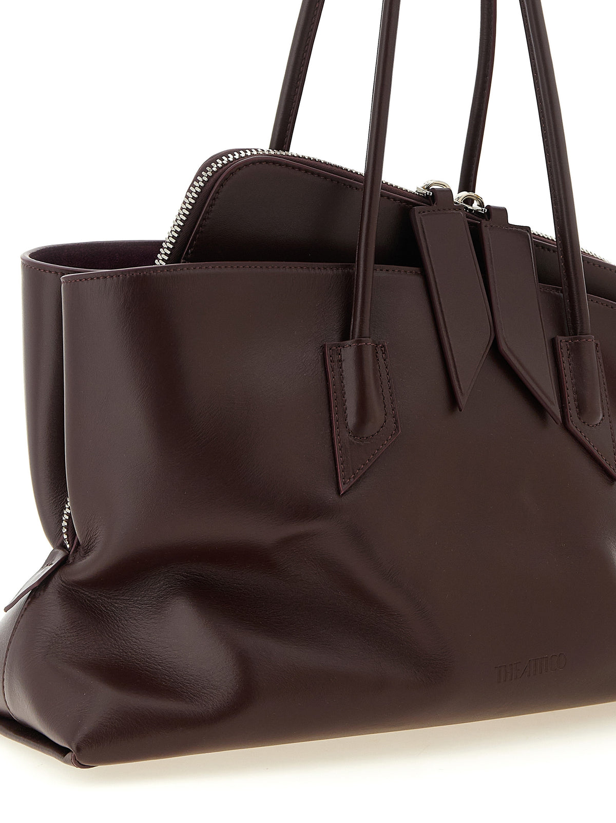 Elevate your style with The Attico Purple Bovine Leather Shoulder Bag, a masterpiece of fine calf leather from the La Passeggiata collection, embodying luxury and sophistication.