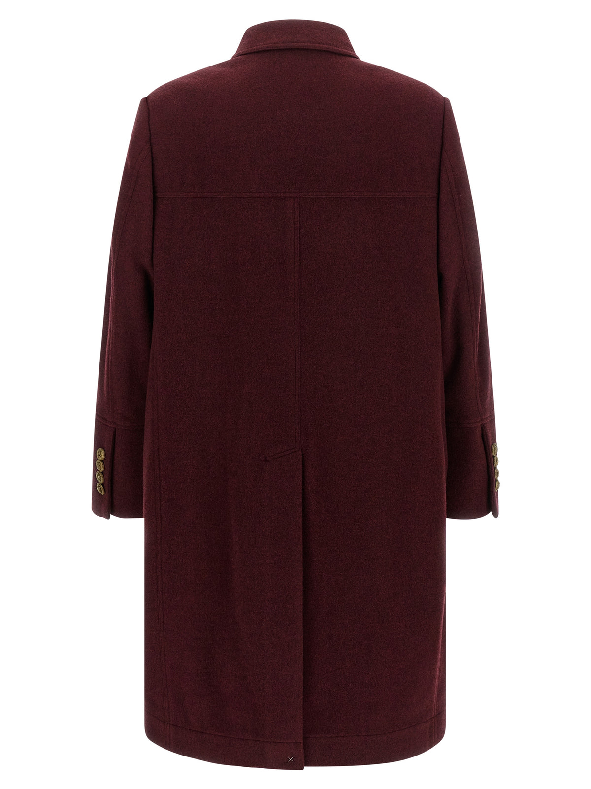 Indulge in the exquisite Brunello Cucinelli Bordeaux Cashmere Coat, a masterpiece of pure cashmere that embodies timeless elegance and unmatched craftsmanship for the discerning individual.