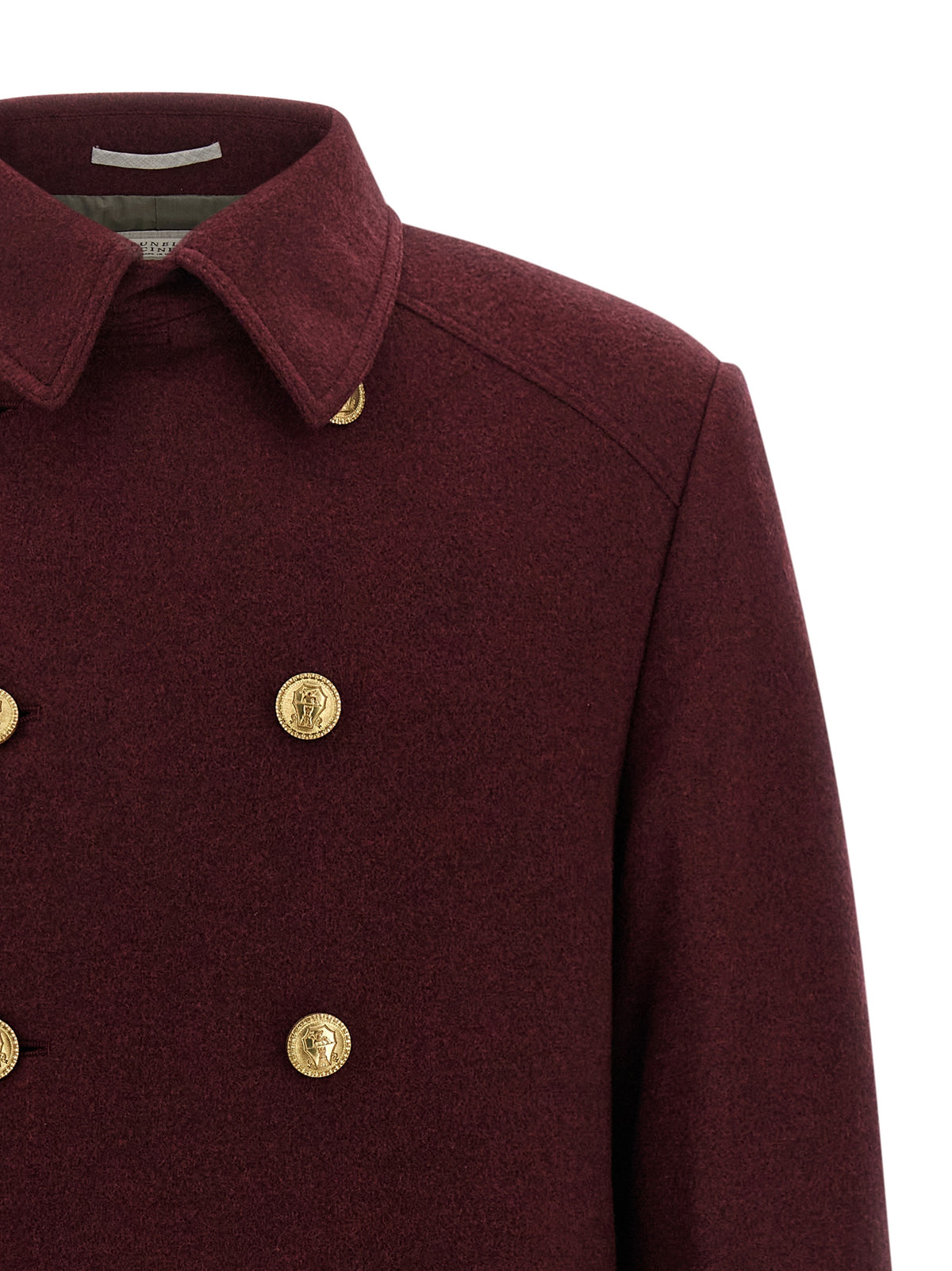 Indulge in the exquisite Brunello Cucinelli Bordeaux Cashmere Coat, a masterpiece of pure cashmere that embodies timeless elegance and unparalleled craftsmanship for discerning individuals.