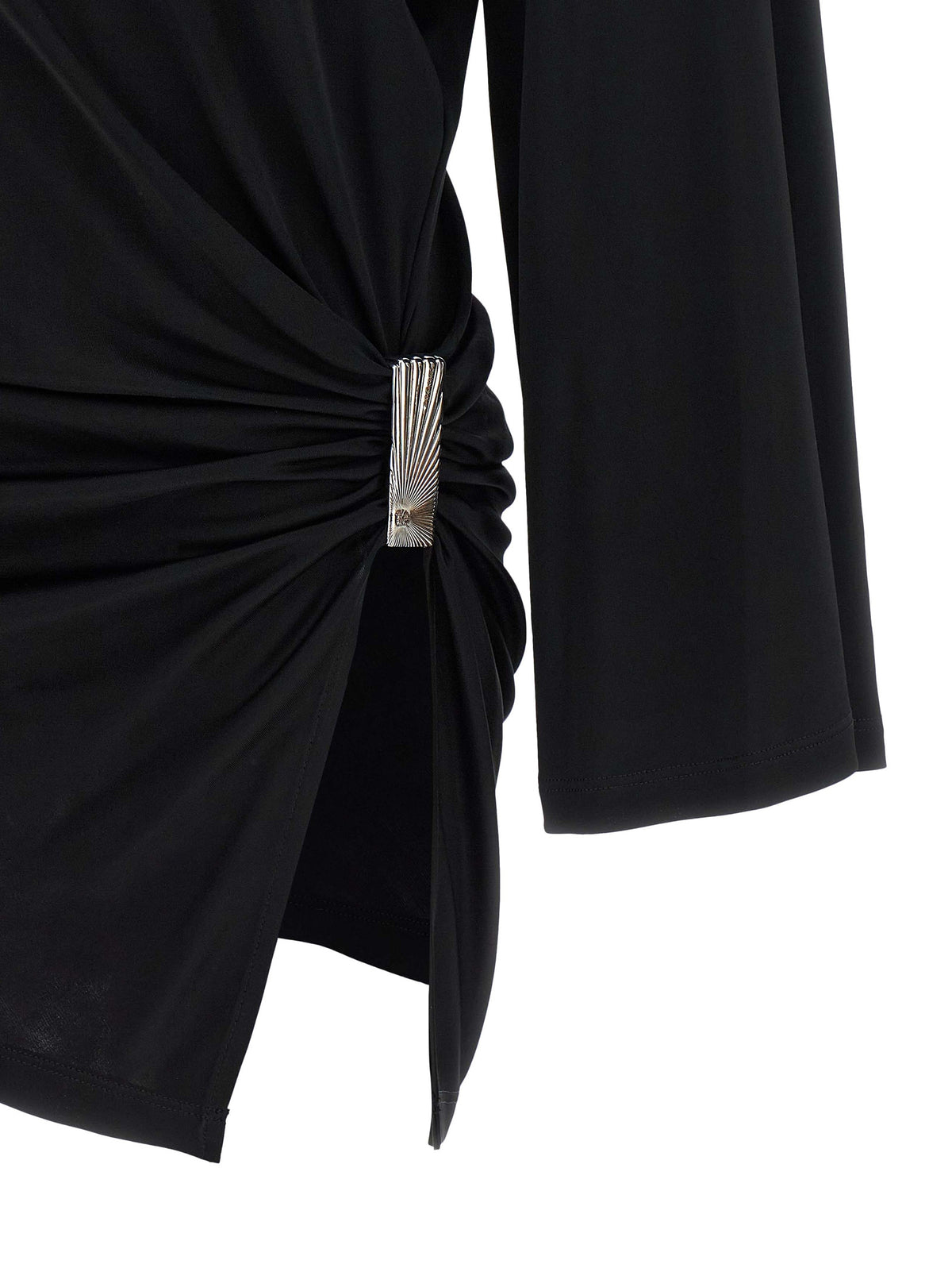 Discover The Attico Black Viscose Short Dress, a masterpiece of sartorial precision that redefines elegance with its asymmetrical silhouette and exquisite detailing.